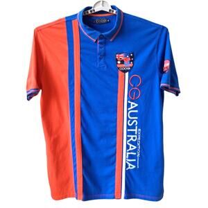Coogi Expedition Australia Polo Shirt Size 3X Blue Multi Color Block Patch Y2K